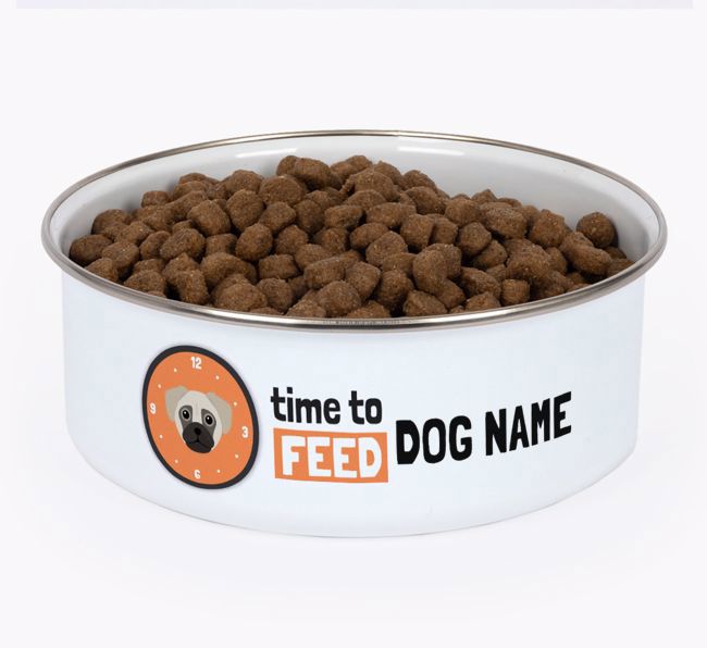 Time To Feed: Personalized {breedFullName} Enamel Dog Bowl